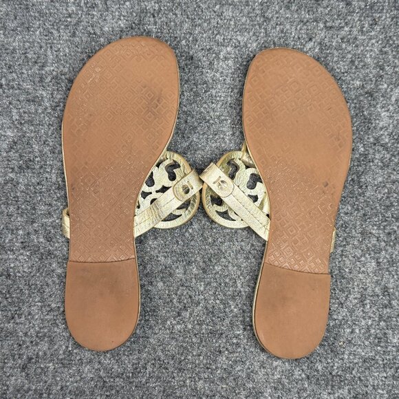 Tory Burch Miller Sandals Women's Size 8 Gold Leather Summer Thong Flip Flops - Picture 7 of 10